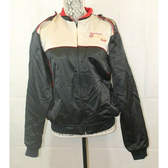 Texaco Havoline Racing Satin Jacket Vintage Black Embroidered Lined Mens Size M - Picture 4 of 12